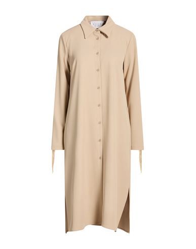 Kaos Woman Midi Dress Sand Size 8 Polyester, Elastane In Brown