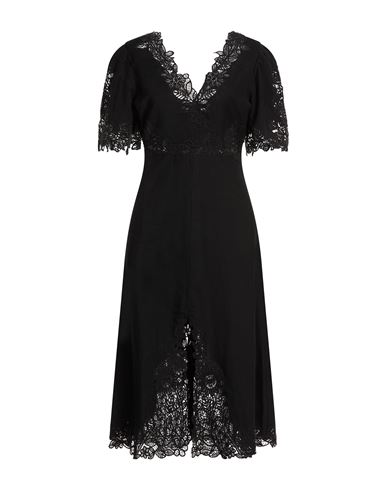 Sea Woman Midi Dress Black Size 4 Cotton, Linen, Polyester