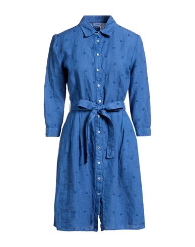 120% Lino Woman Mini Dress Slate Blue Size 6 Linen