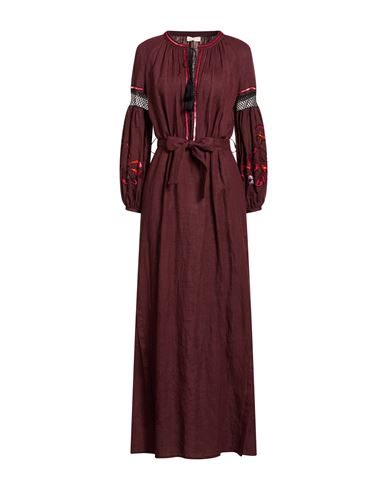 Anjuna Woman Maxi Dress Burgundy Size M Linen In Brown