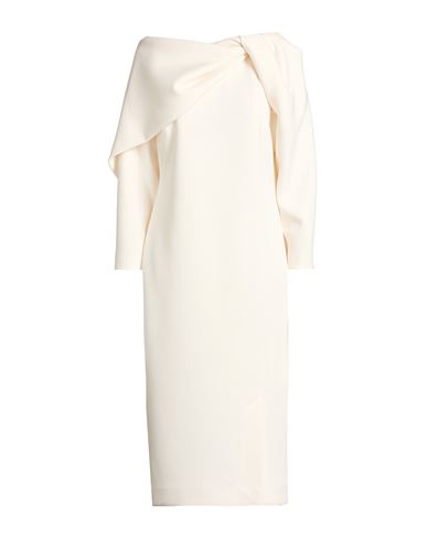 Natan Woman Midi Dress Ivory Size 14 Polyester, Viscose, Elastane In Neutral