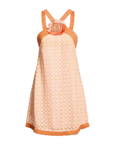 Pho® Firenze Pho Firenze Woman Mini Dress Orange Size L Cotton, Polyester, Lurex