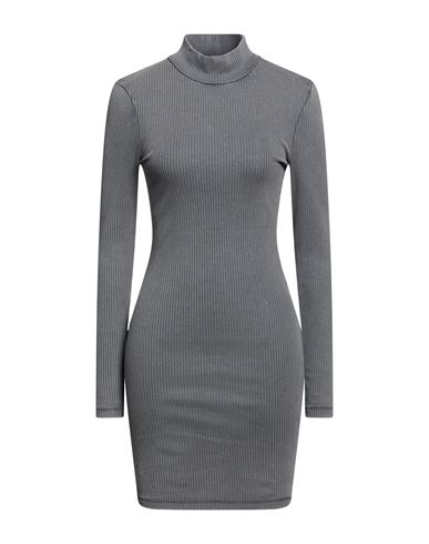 Only Woman Mini Dress Grey Size L Cotton, Elastane In Gray