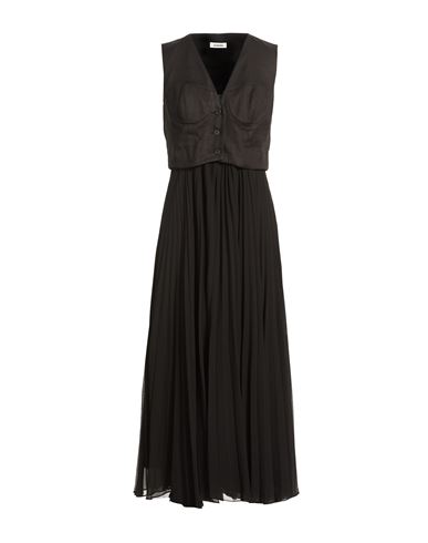 Sandro Woman Midi Dress Black Size 8 Polyester, Linen, Cotton, Elastane