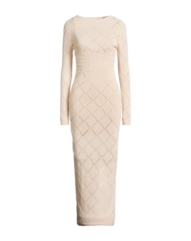 Twinset Marco Rambaldi X  Woman Maxi Dress Beige Size L Polyamide, Wool, Viscose, Polyester,  In Sand