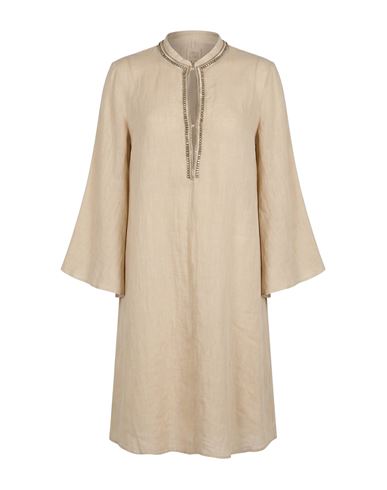 120% Lino Woman Mini Dress Beige Size 6 Linen In Neutral