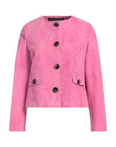 Nove Woman Jacket Fuchsia Size 6 Soft Leather In Pink