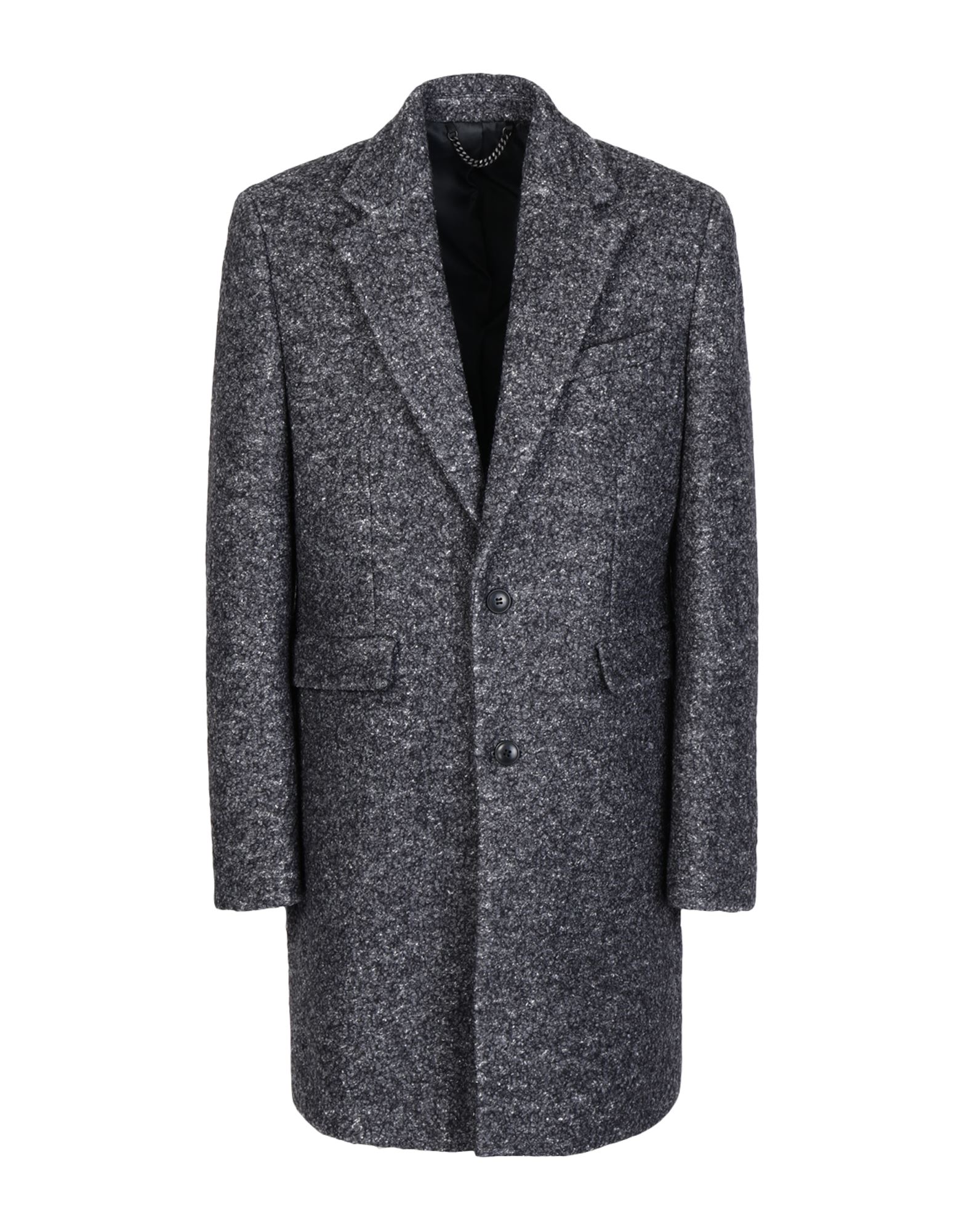 《セール開催中》TOPMAN メンズ コート 鉛色 S ポリエステル 41% / ウール 40% / レーヨン 19% BLACK BOUCLE OVERCOAT