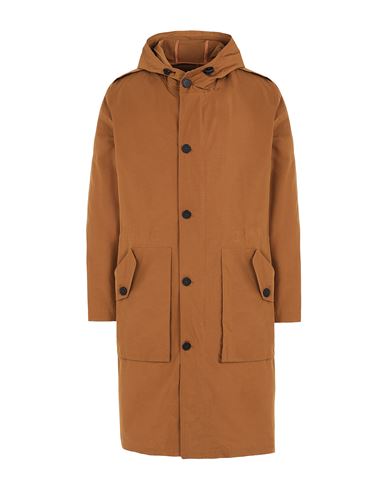 Essential Maxi Patch-pocket Parka Man Overcoat & Trench Coat Brown Size L Polyester, Cotton