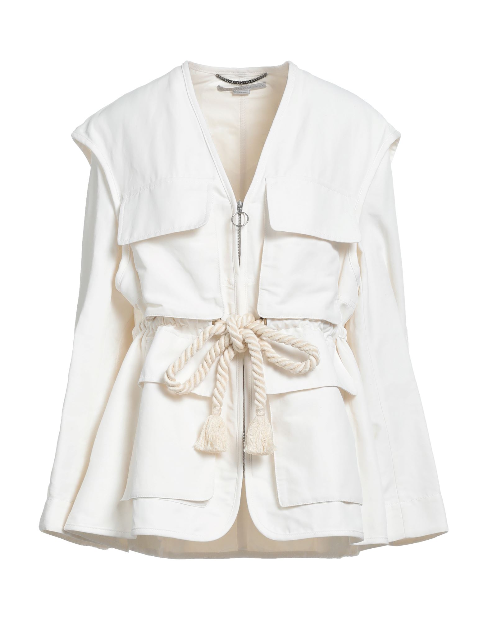 Shop Stella Mccartney Woman Jacket Off White Size 4-6 Polyamide, Cotton, Linen, Polyester
