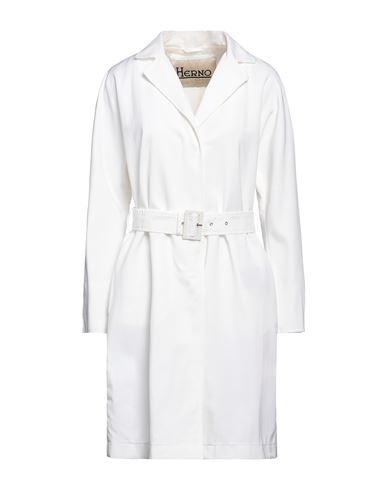 Herno Woman Overcoat Off White Size 12 Polyester, Cotton