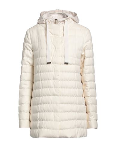 Shop Herno Woman Puffer Cream Size 6 Silk, Cashmere, Polyester In White