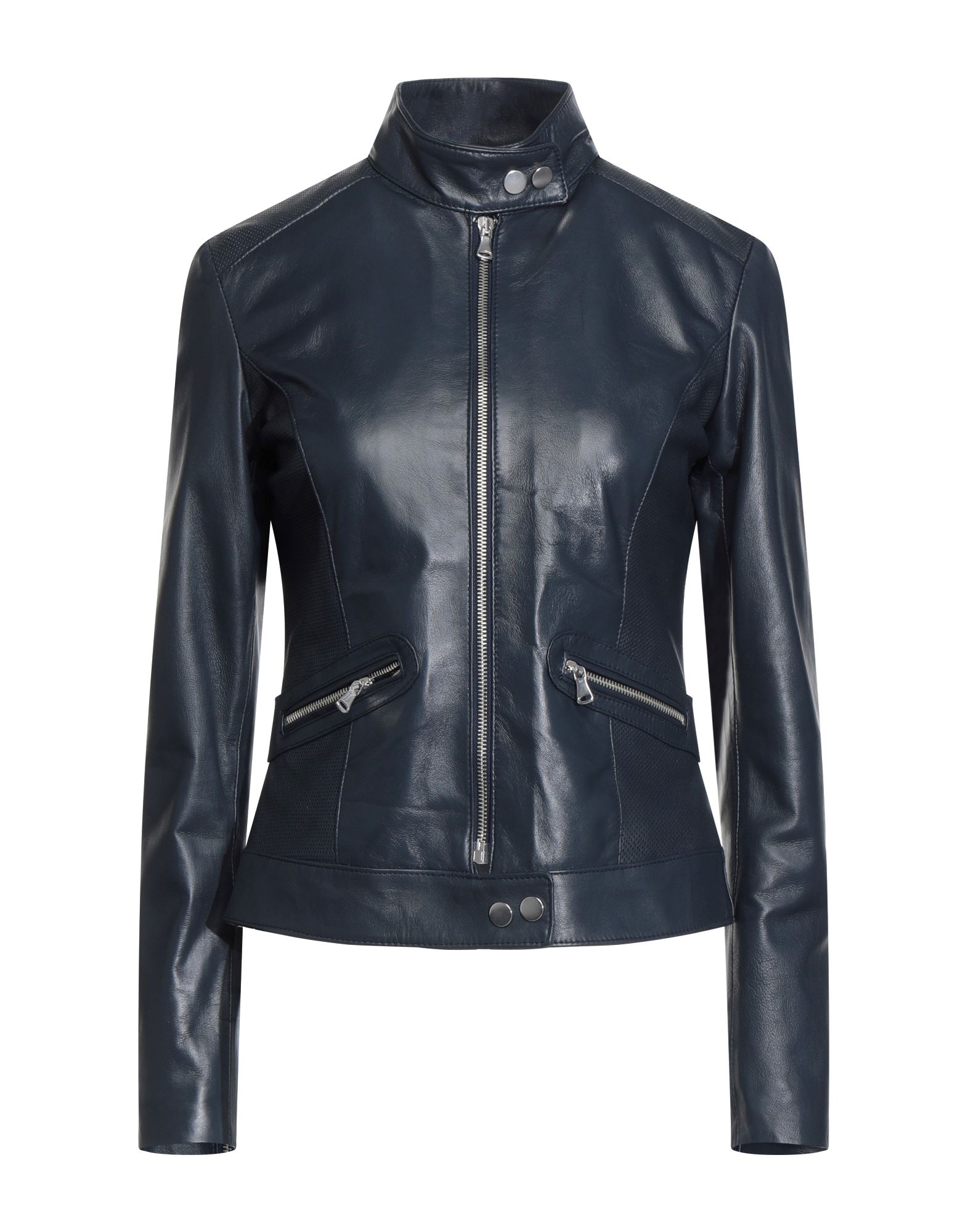 MASTERPELLE MASTERPELLE WOMAN JACKET MIDNIGHT BLUE SIZE 10 SOFT LEATHER,16020112LH 6
