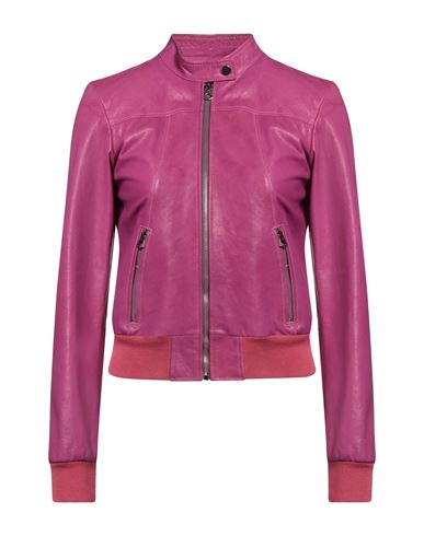 Masterpelle Woman Jacket Fuchsia Size 10 Soft Leather In Pink