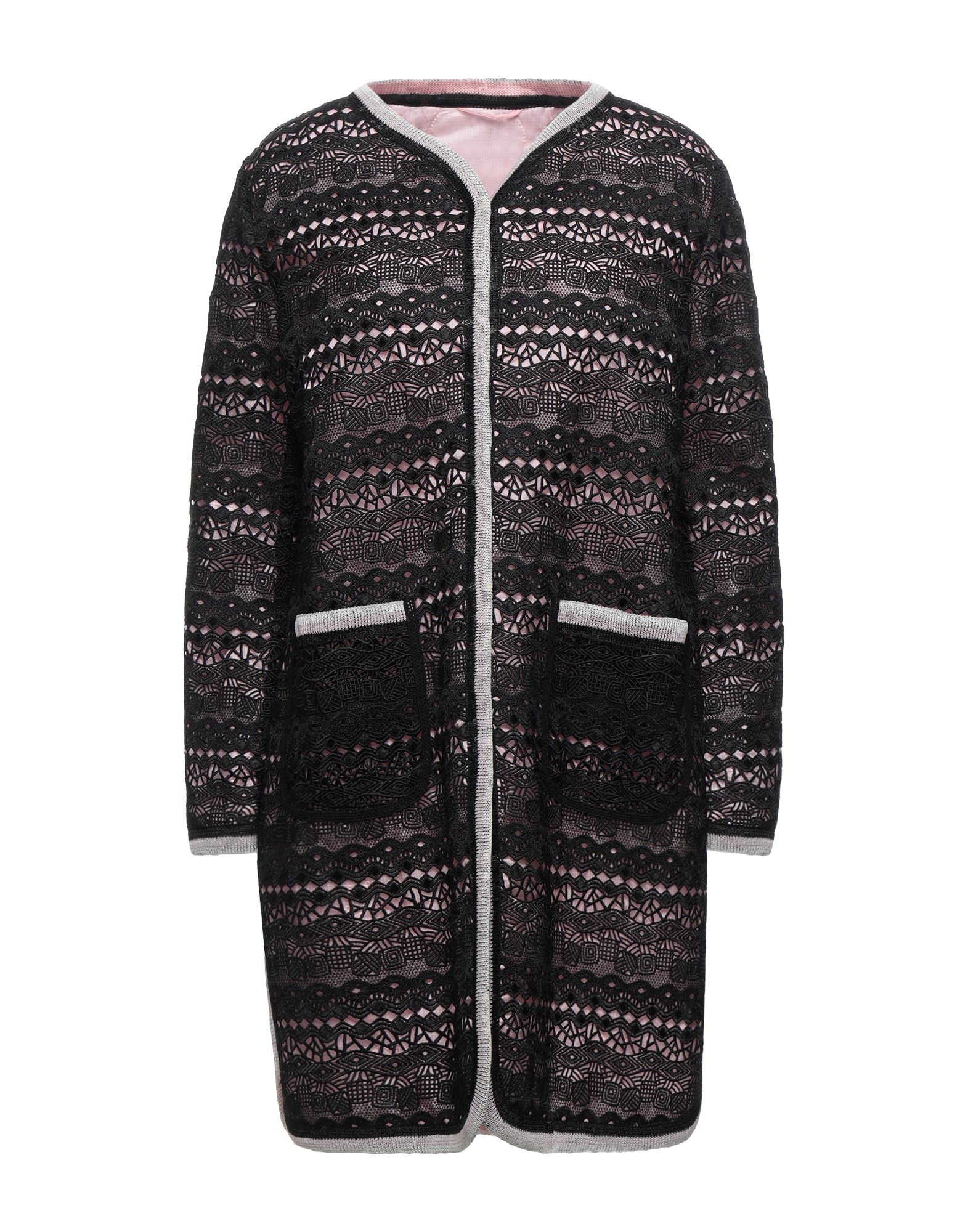 Shop Ermanno Scervino Woman Coat Black Size 10 Polyester, Polypropylene, Viscose
