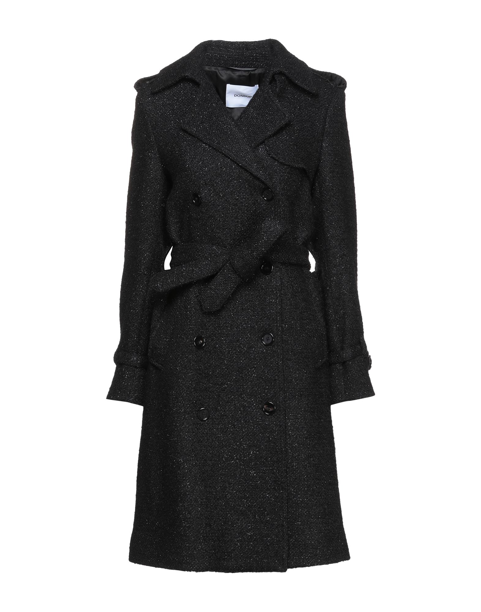 Shop Dondup Woman Coat Black Size 8 Acrylic, Virgin Wool, Cotton, Polyamide, Polyester