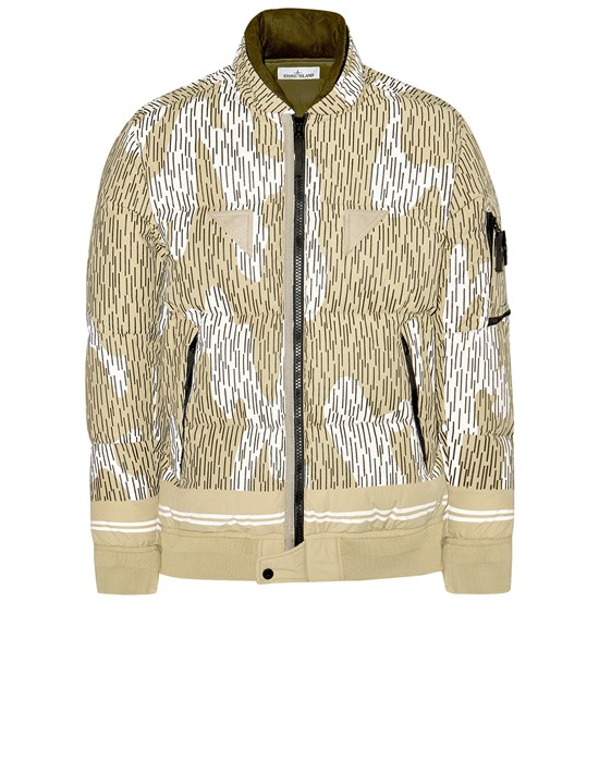 Sold out - STONE ISLAND 433E1 NASLAN LIGHT WATRO ‘RAIN CAMO’ REFLECTIVE_DOWN Mid-length jacket Man Ecru