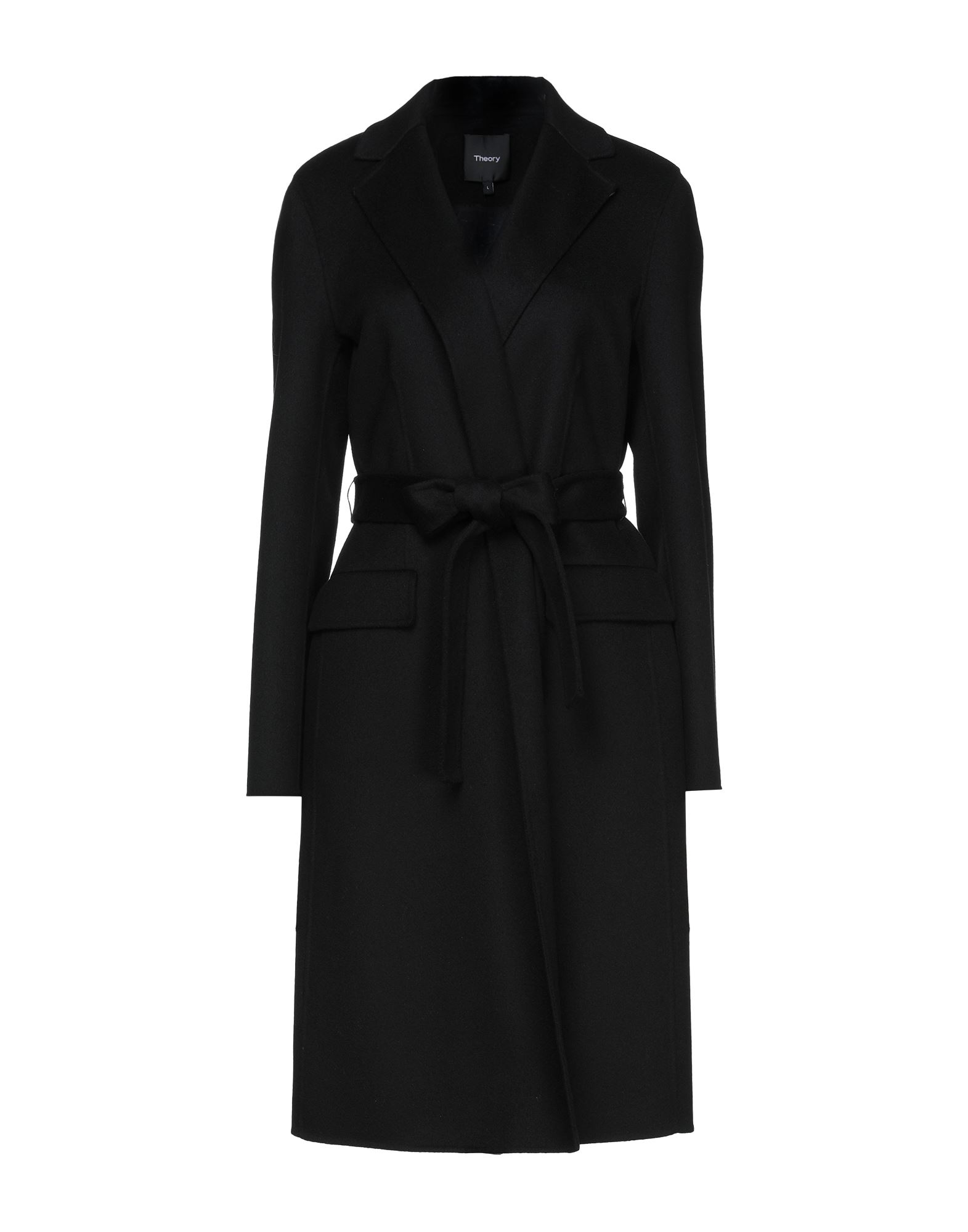 Theory Woman Coat Black Size Xl Wool, Cashmere