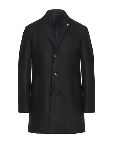 Man Coat Black Size 38 Polyester, Acrylic, Wool