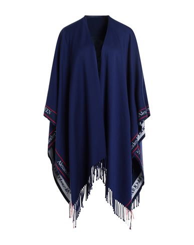 Alexander Mcqueen Woman Capes & Ponchos Blue Size Onesize Wool, Cashmere