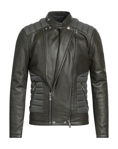 Frankie Morello Man Jacket Military Green Size M Soft Leather, Textile Fibers