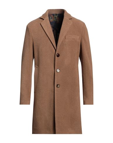 Lost In Albion Man Coat Camel Size 40 Polyester, Virgin Wool, Acrylic In Brown
