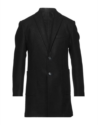 Man Coat Black Size 40 Polyester