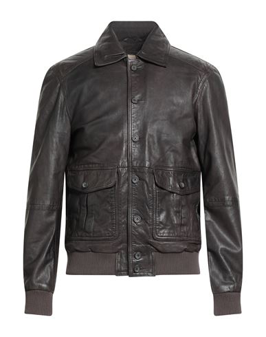 D'amico Man Jacket Dark Brown Size 44 Leather In Black