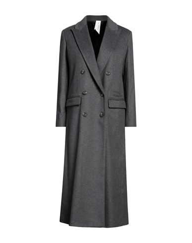 Annie P . Woman Coat Lead Size 4 Virgin Wool, Polyamide, Cashmere In Grey