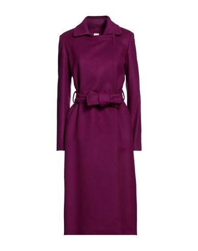 Annie P . Woman Coat Mauve Size 12 Virgin Wool, Polyamide, Cashmere In Purple