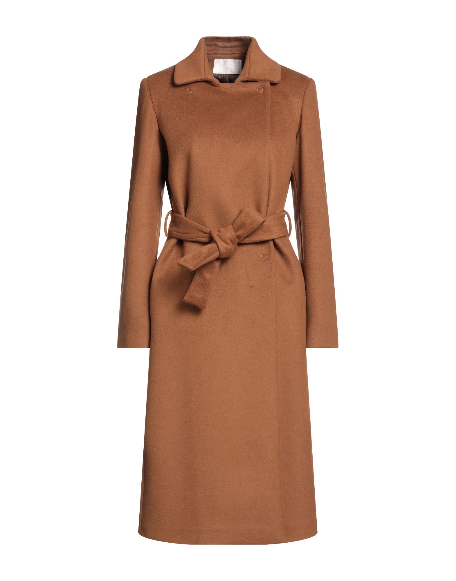 Shop Annie P . Woman Coat Tan Size 12 Virgin Wool, Polyamide, Cashmere In Brown