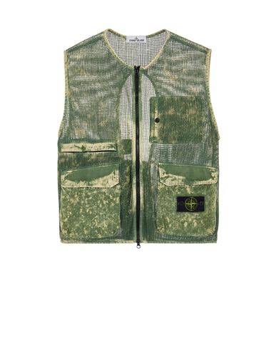 STONE ISLAND G0622 COTTON RIPSTOP OFF-DYE OVD_GARMENT DYED Vest Man Olive Green EUR 456