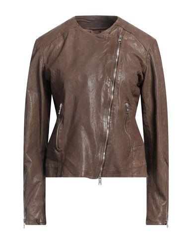 Dfour Woman Jacket Brown Size 10 Soft Leather
