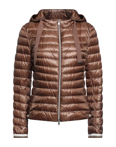Herno Woman Down Jacket Brown Size 6 Polyamide, Viscose, Elastane, Metal, Cotton