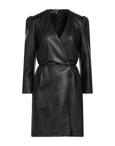 Emporio Armani Woman Short Dress Black Size 14 Lambskin