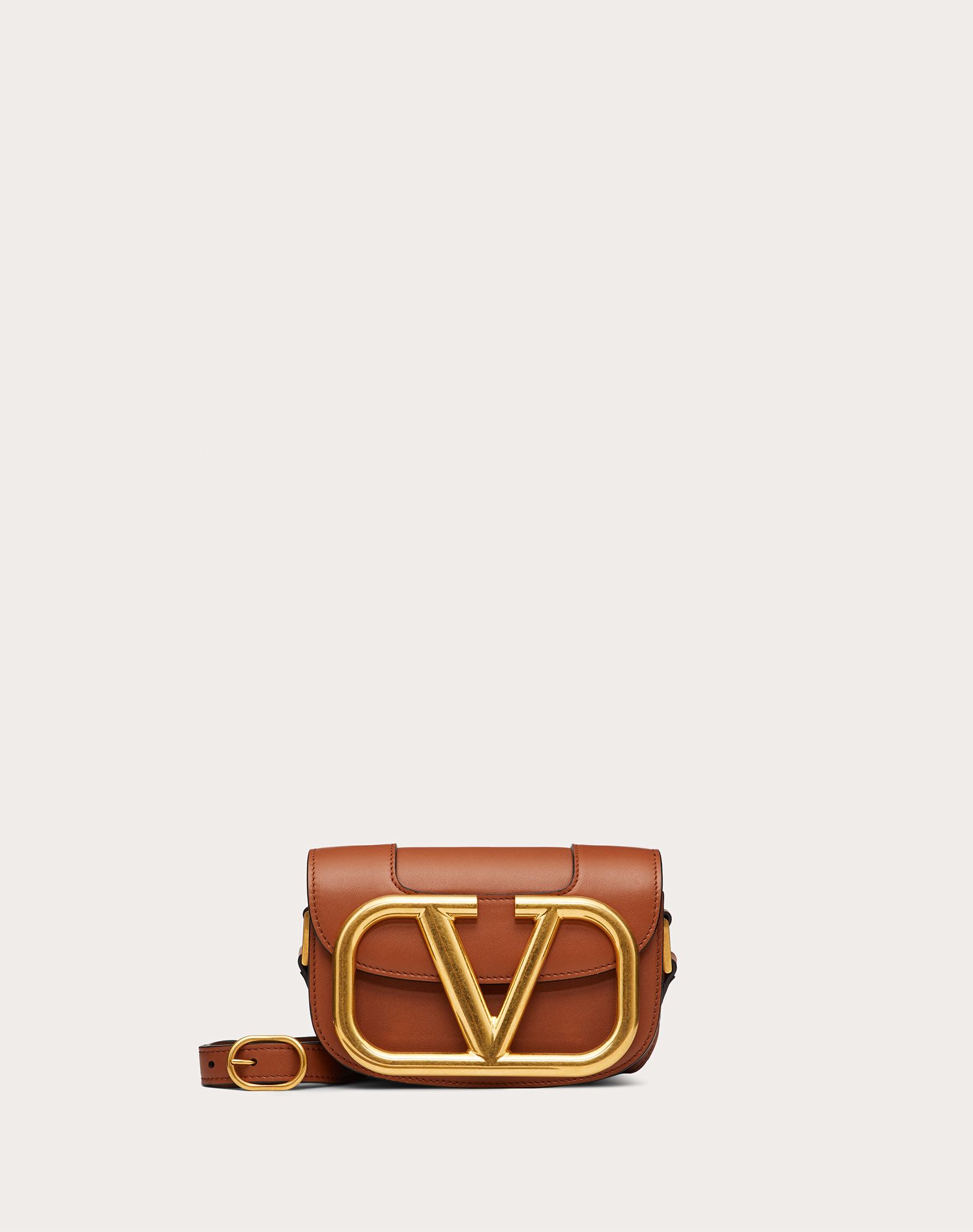 Valentino Garavani Small Supervee Crossbody Calfskin Bag In Brown