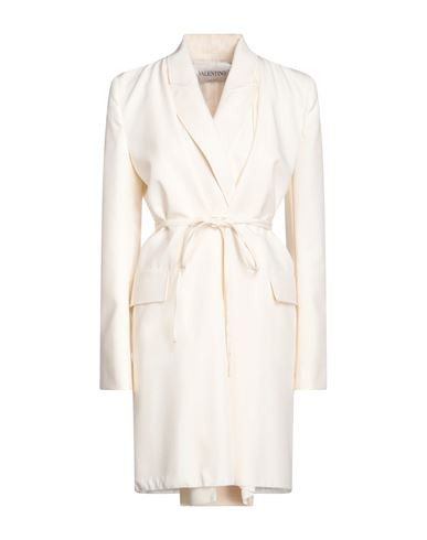Valentino Garavani Woman Overcoat Ivory Size 4 Virgin Wool, Silk In White