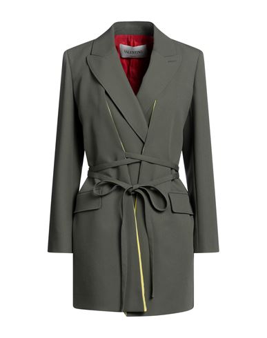 Valentino Garavani Woman Overcoat Military Green Size 4 Virgin Wool, Silk