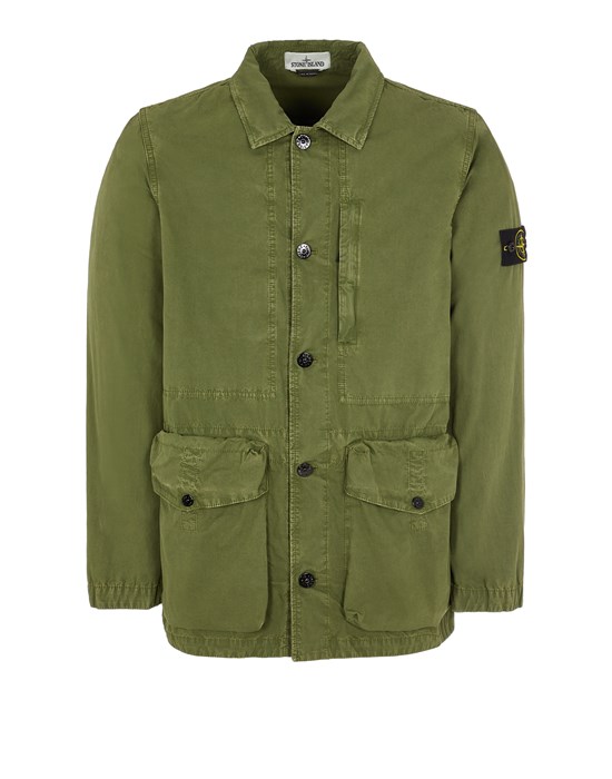  STONE ISLAND 439WN BRUSHED COTTON CANVAS_GARMENT DYED 'OLD' EFFECT 캐주얼 재킷 남성 올리브 그린