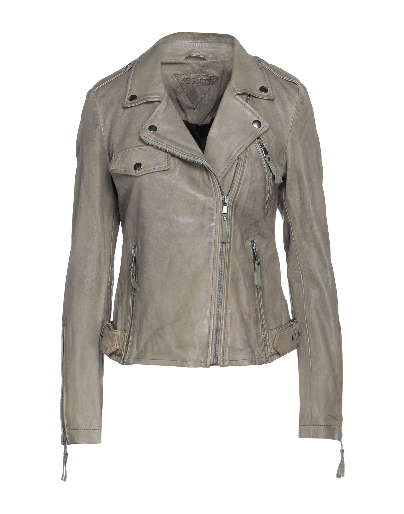 Shop Be Edgy Woman Jacket Lead Size S Sheepskin In Grey