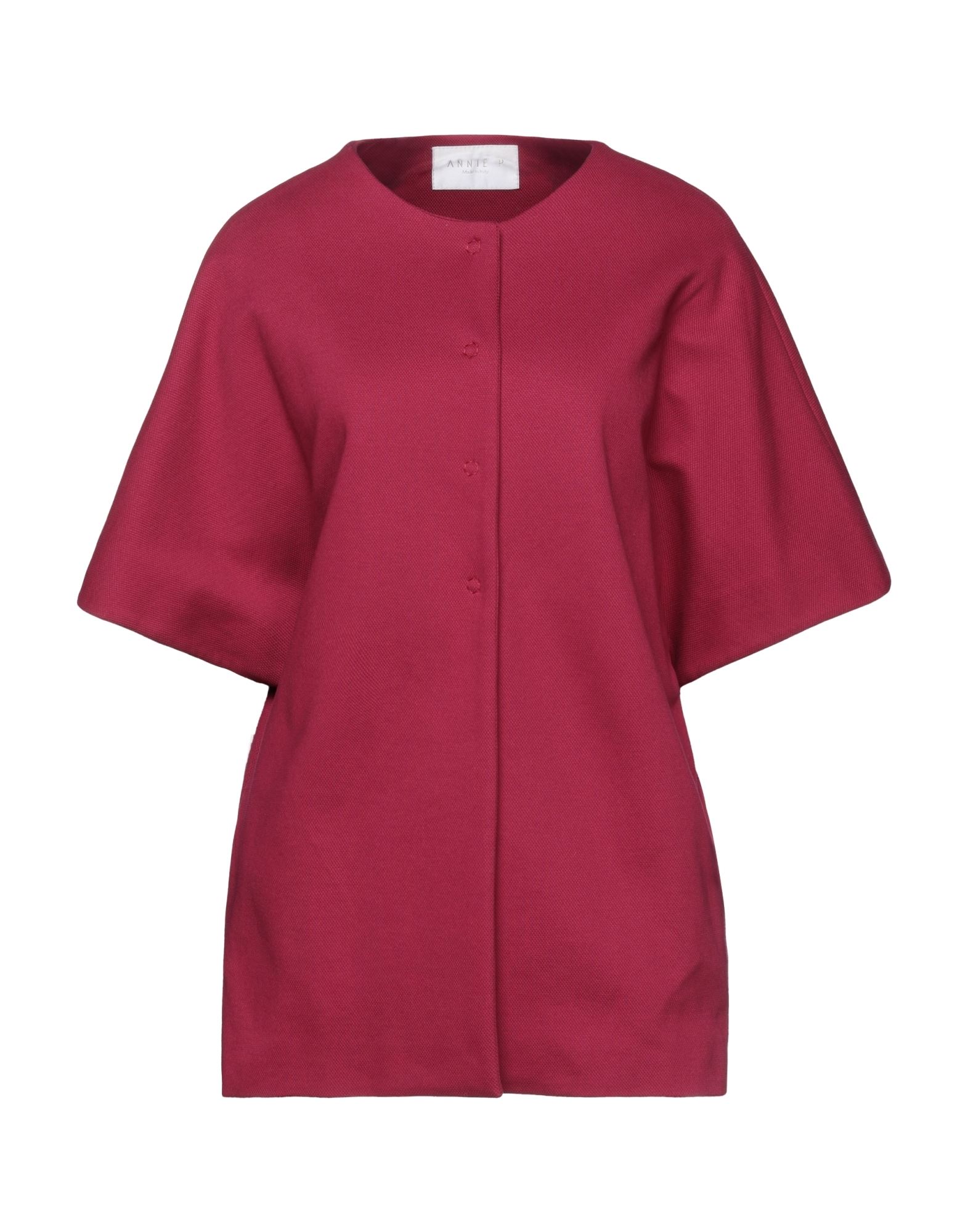 Annie P . Woman Overcoat Garnet Size 10 Cotton, Elastane In Red