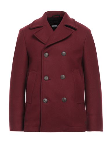 Shop Dondup Man Coat Burgundy Size 38 Virgin Wool, Polyamide In Red