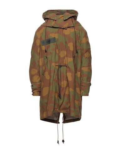 Man Coat Military green Size 40 Cotton, Acrylic, Polyester, Virgin Wool, Cow leather