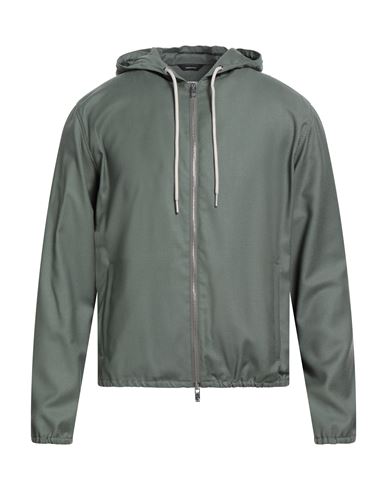 Tombolini Man Jacket Military Green Size 42 Virgin Wool, Elastane In Green