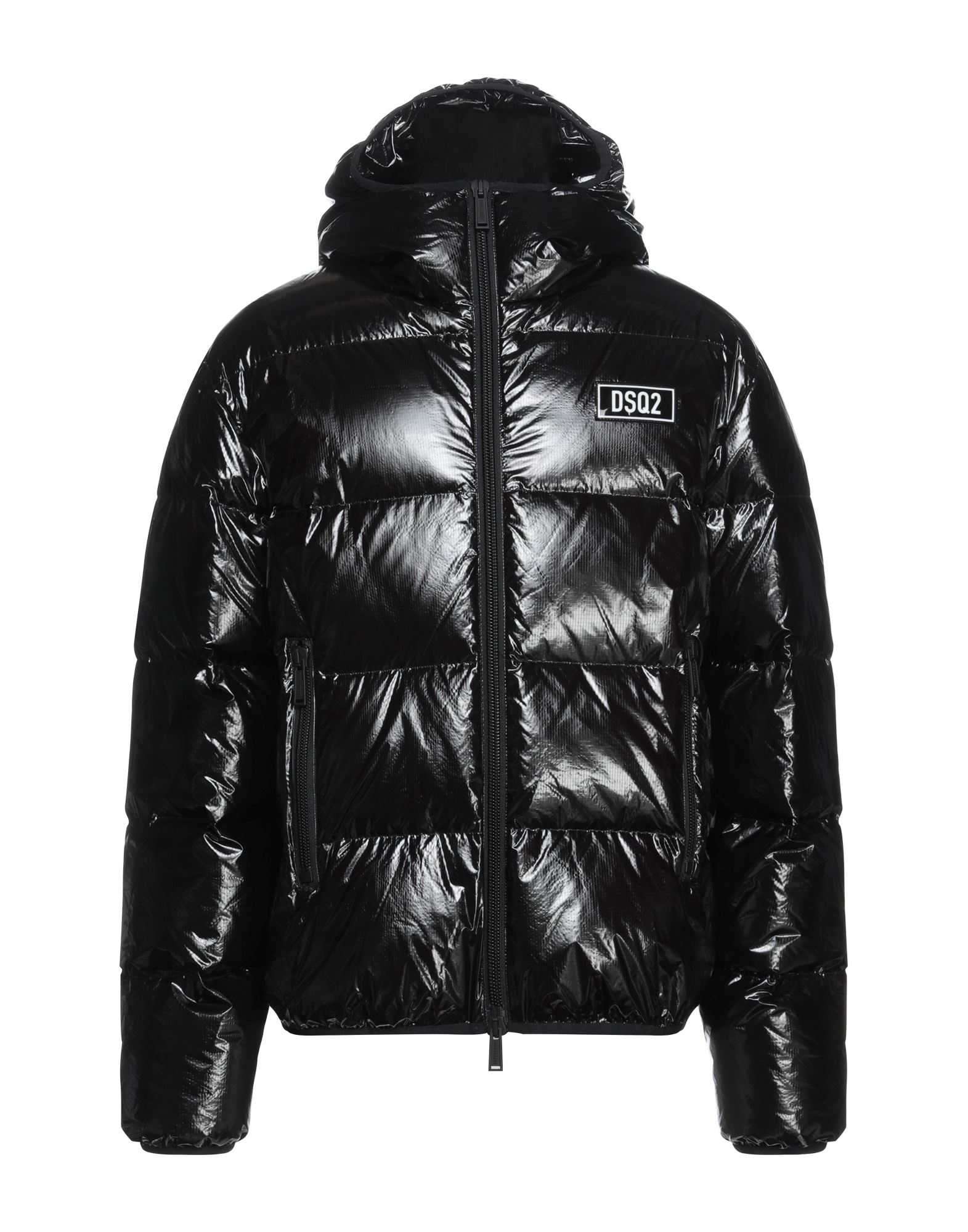 Dsquared2 Black Down Jacket With Logo Patch On The Front In Tech Fabric Man In Black