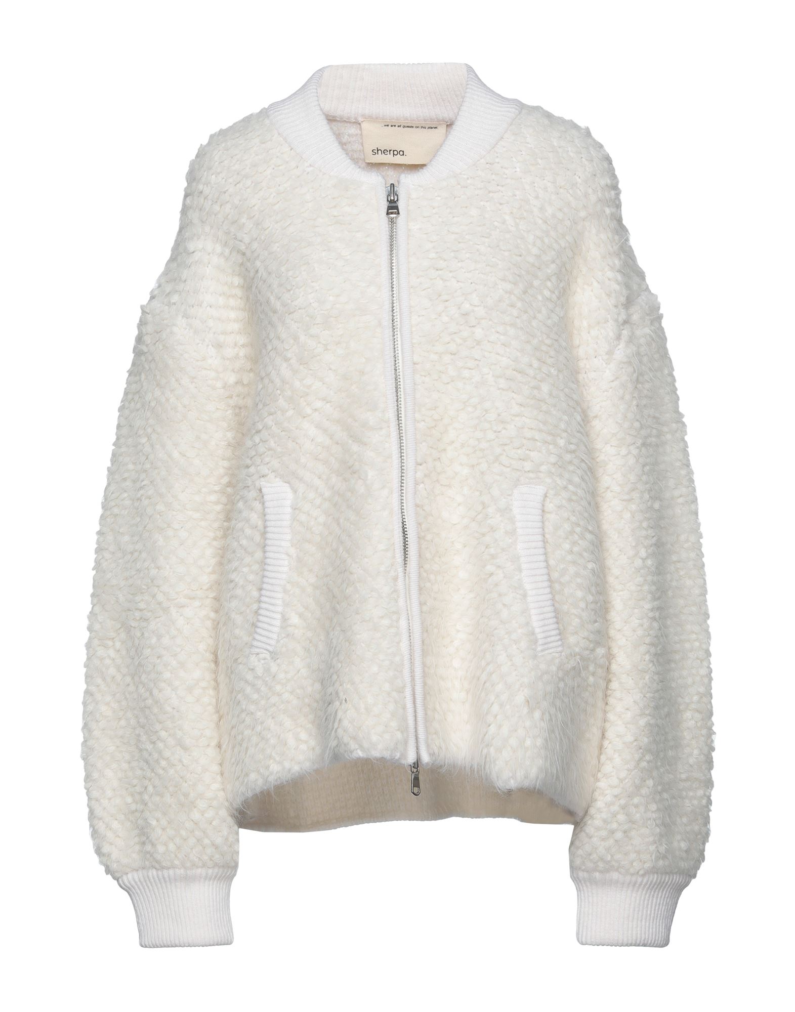 Shop Sherpa Woman Jacket Ivory Size 1 Wool, Alpaca Wool, Polyamide, Elastane In White