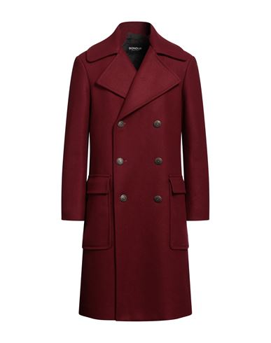 Shop Dondup Man Coat Burgundy Size 38 Wool, Polyamide In Red