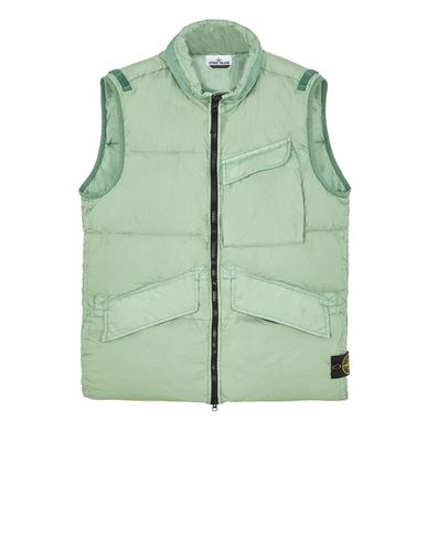 STONE ISLAND G0123 GARMENT DYED CRINKLE REPS R-NY DOWN Gilet Homme Vert sauge EUR 585