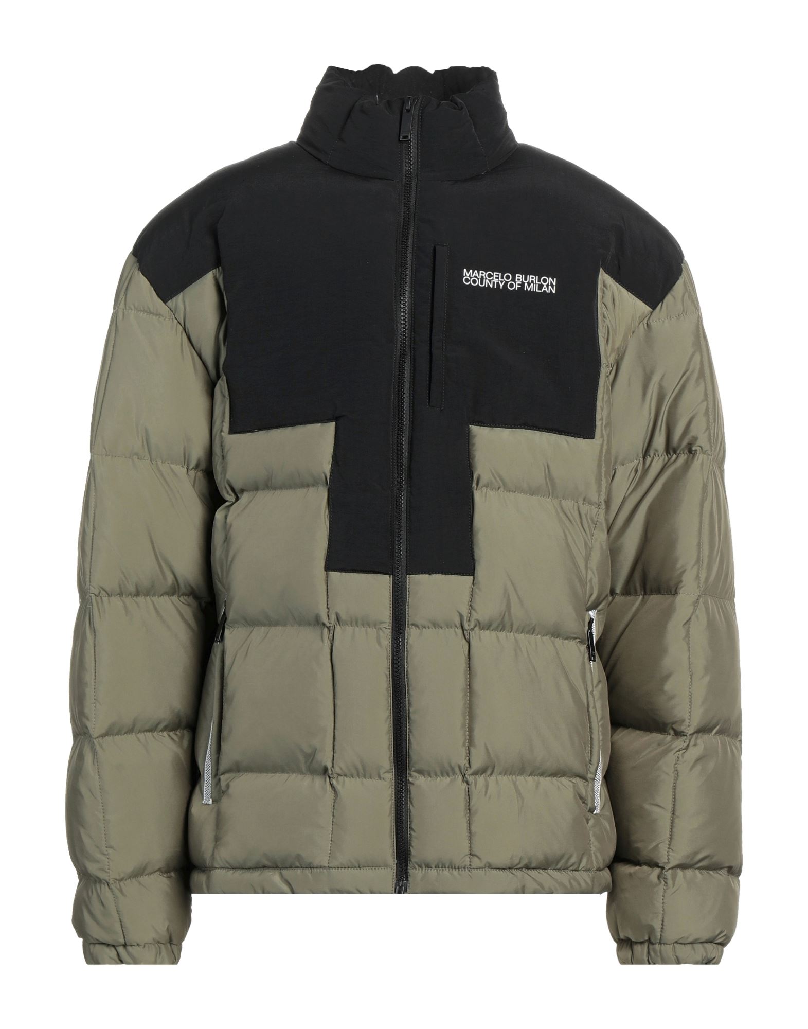 Marcelo Burlon County Of Milan Marcelo Burlon Cross Two-tone Down Jacket In Green