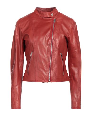 Masterpelle Woman Jacket Brick Red Size 12 Soft Leather